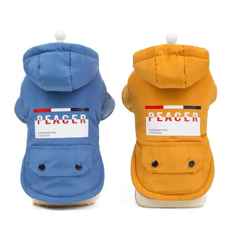 

Pet Dog Clothes Keep Warm Thicker Autumn/Winter Peace Guard Cotton Clothes Soild Cotton Dog Hoodies Dog Clothing