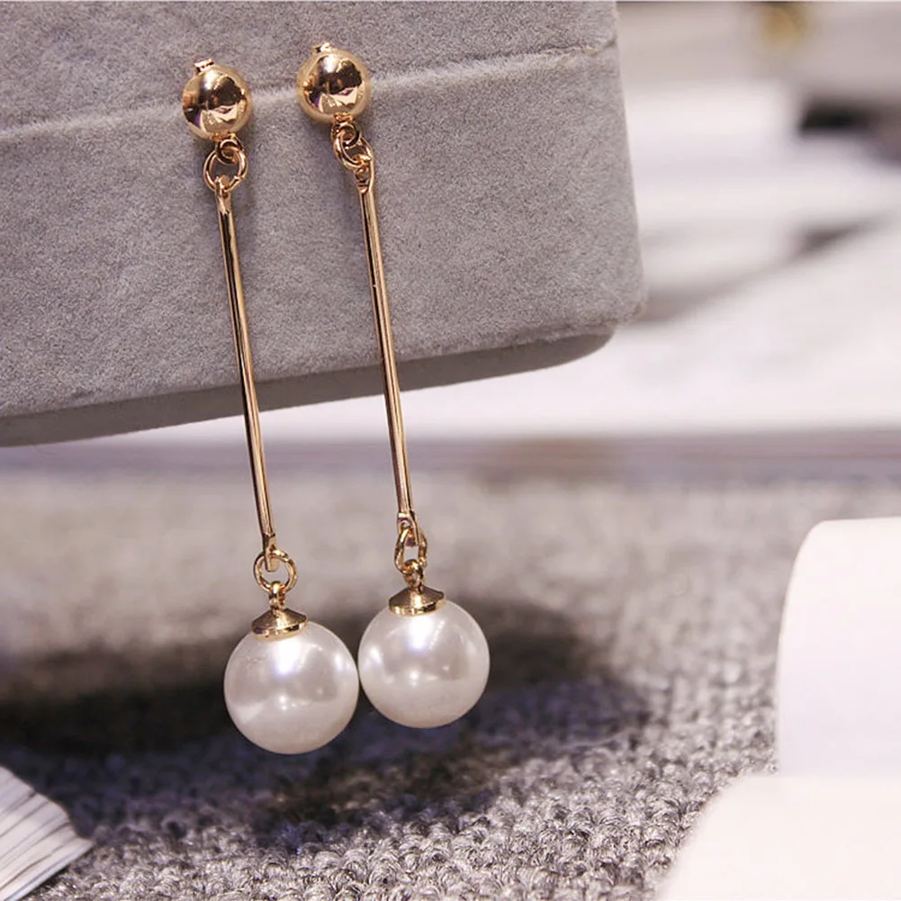

Fashion Pearl Stud Earrings Korean Women Fashion Pearl Tassel for Girls Gift Jewelry headdress Long Section Retro Earrings