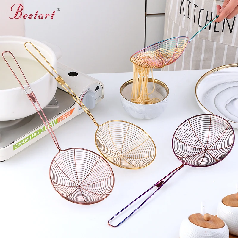 

1 шт. Дуршлаг Из Нержавеющей Стали с длинной ручкой, фильтр из нержавеющей стали, дуршлаг, пельмень, просеиватель, картофель фри, кухонный дур...