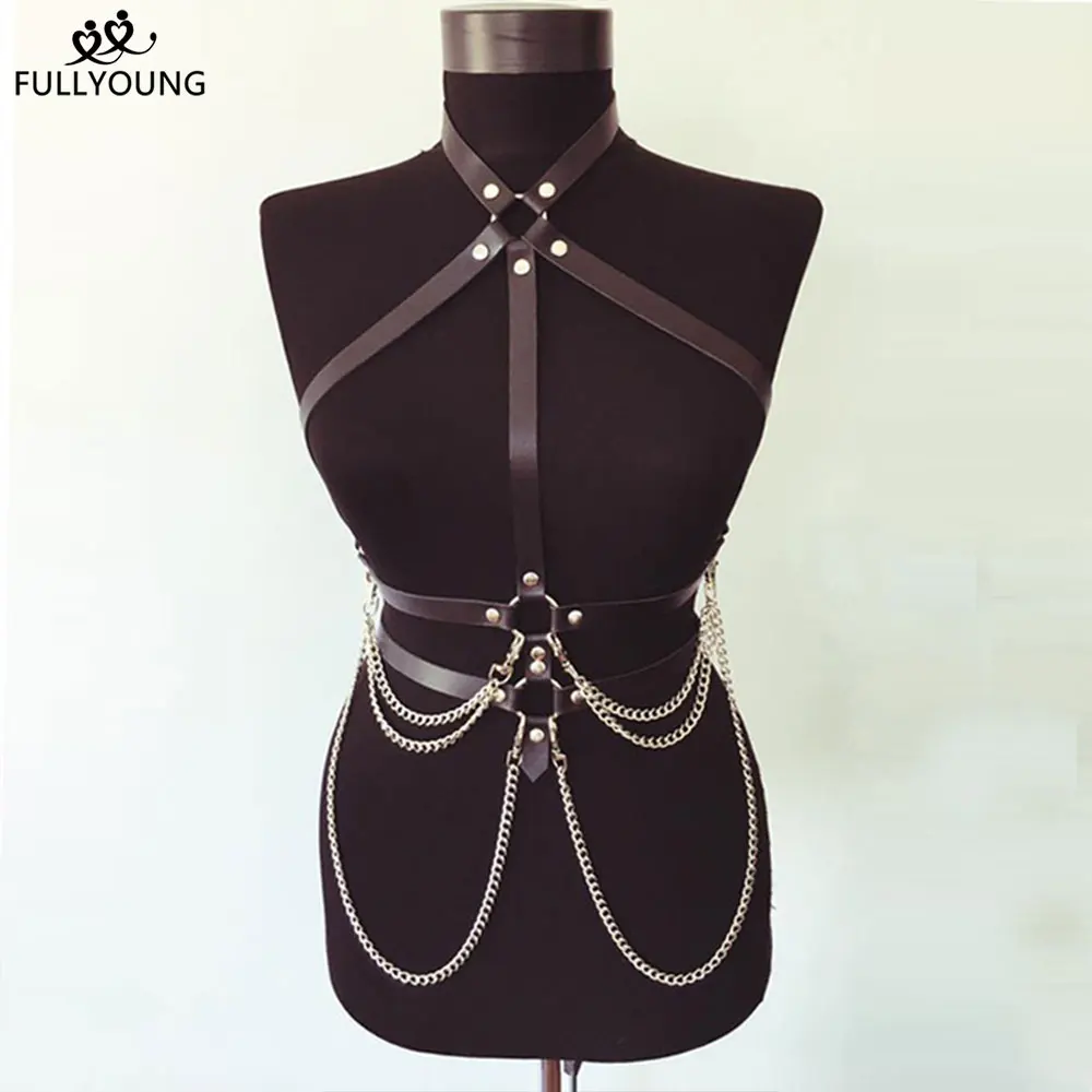 Сексуальное нижнее белье Fullyoung подвязки готическая одежда Rave наряд портупея