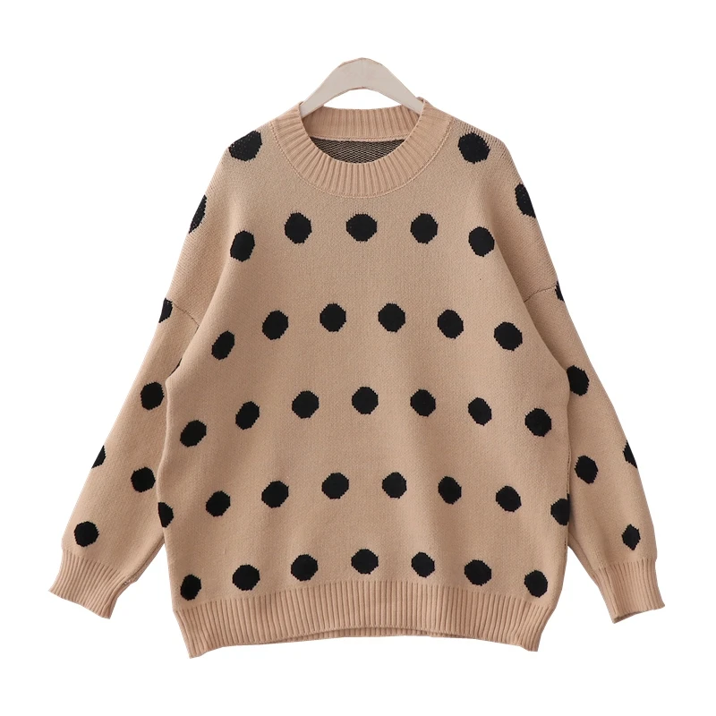 2019 autumn and winter new retro gray wave point temperament sweater female loose pullover | Женская одежда