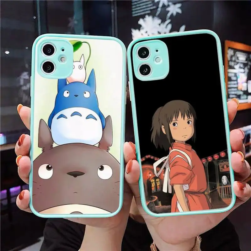 

Spirited Away Totoro Ghibli Miyazaki Anime Phone Matte Transparent iPhone 7 8 11 12 s mini pro X XS XR MAX Plus cover funda