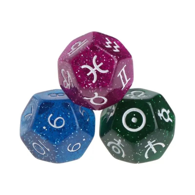 

9pcs Pearl 12 Sided Resin Dice Astrology Tarot Constellation Divination Dice