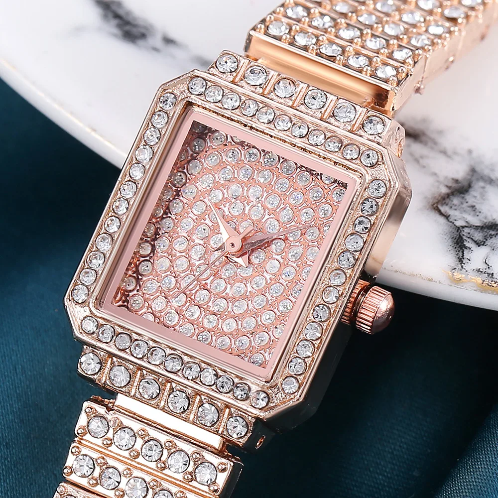 Часы женские кварцевые с квадратным циферблатом Роскошные водонепроницаемые