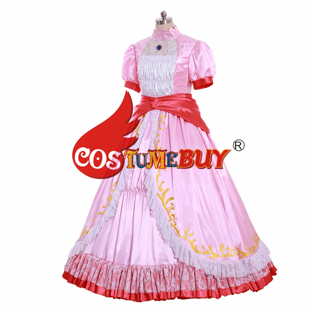 Costumebuy/платье принцессы Марио Персик для костюмированной вечеринки; женские бальные платья; розовое платье с перчатками; костюм на Хэллоуин на заказ