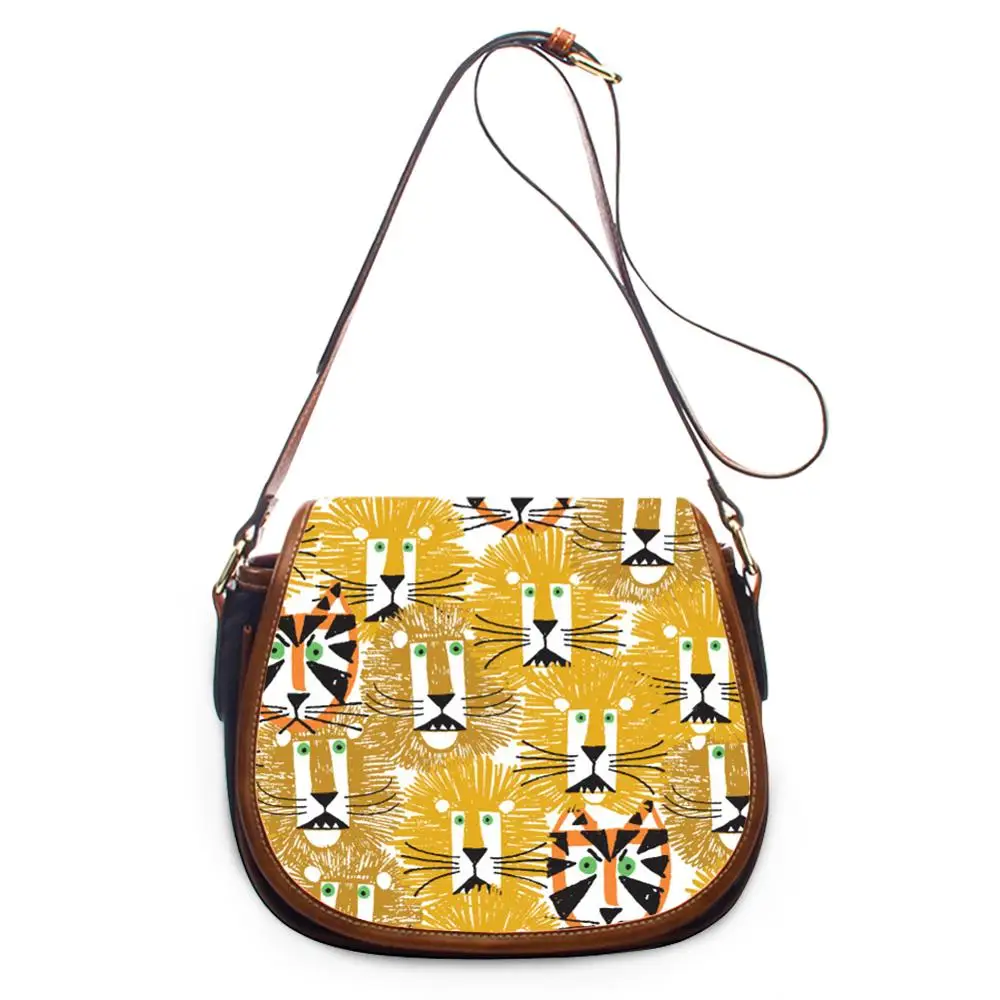 

Cusotmized Lion Print Women PU Leather Handbags Ladies Shoulder Crossbody Bag Bolsa Feminine Messenger Bags