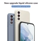 Жидкий силиконовый чехол с прямыми краями для Samsung Galaxy S21 Ultra S20 Plus FE 10 Lite Note 9 10 Plus, мягкий бампер, защитный чехол