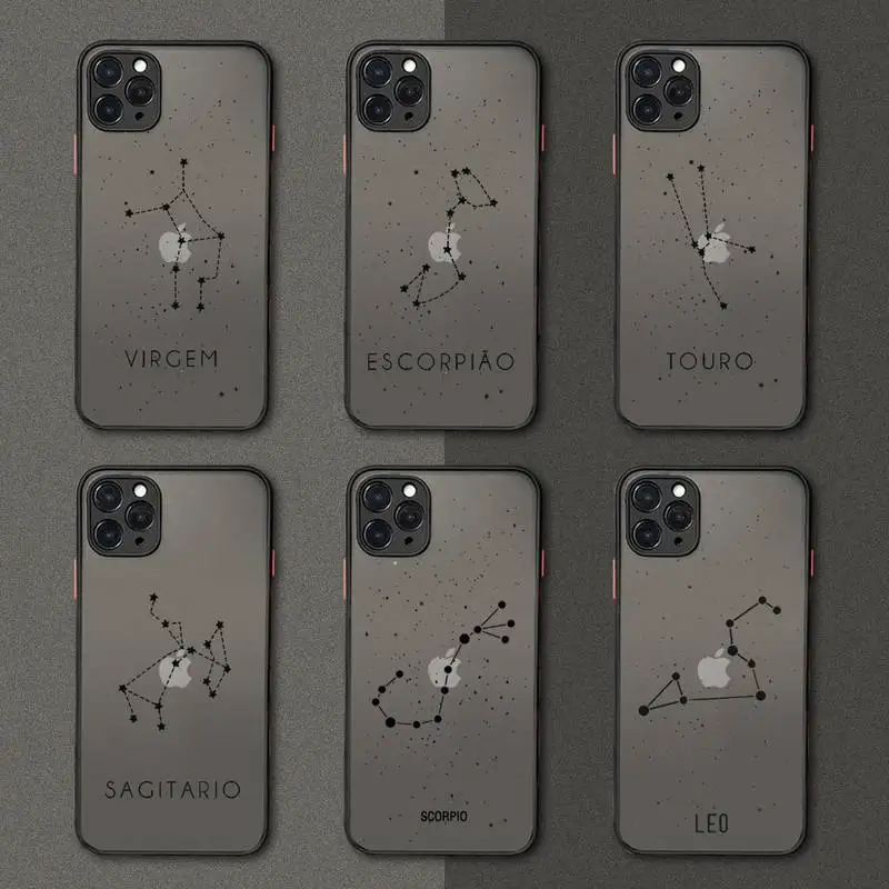

Twelve constellations Phone Case matte transparent For iphone 7 8 11 12 plus mini x xs xr pro max cover