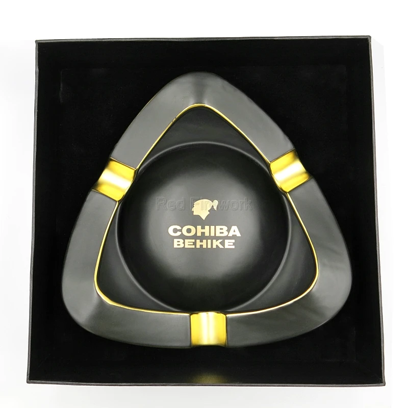 COHIBA 50th anniversary Edition керамическая тонкая черная фарфоровая пепельница 3 золы для сигар для дома Smkoing сигары держатель