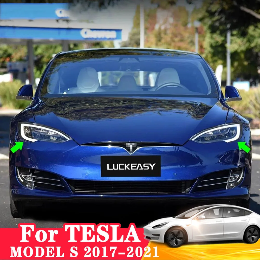 

Передняя фара из углеродного волокна для Tesla Model S 2017-2020, защитная накладка, аксессуары для модификации внешней части автомобиля