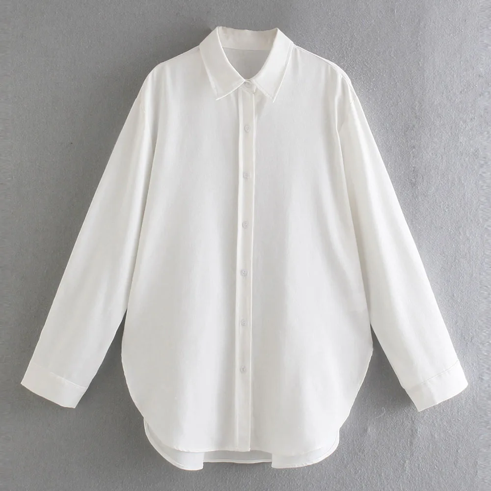 

Женская льняная блузка ZA, французская Повседневная рубашка в стиле ретро, в европейском и американском стиле, весна-осень 2021