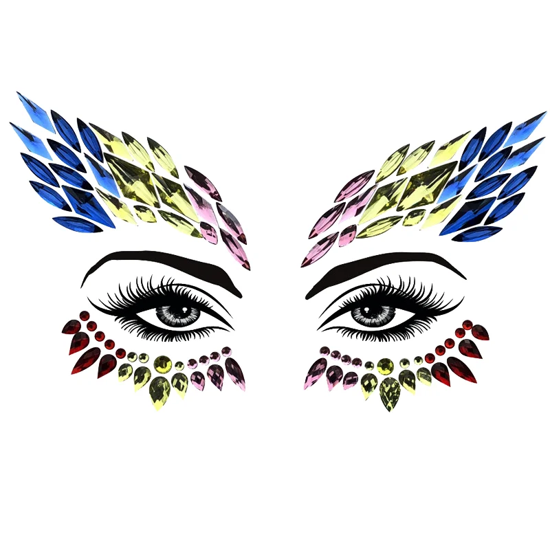 Временные Стразы блестящие тату-наклейки набор полимерные наклейки для лица в