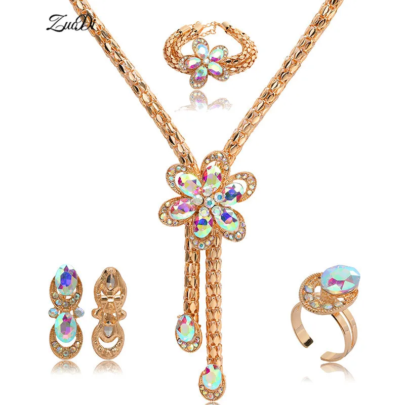 

ZuoDi Fashion African Beads Jewelry Set Wholesale Exquisite Dubai Gold Jewelry Set Brand Nigerian Wedding bridal jewelry set