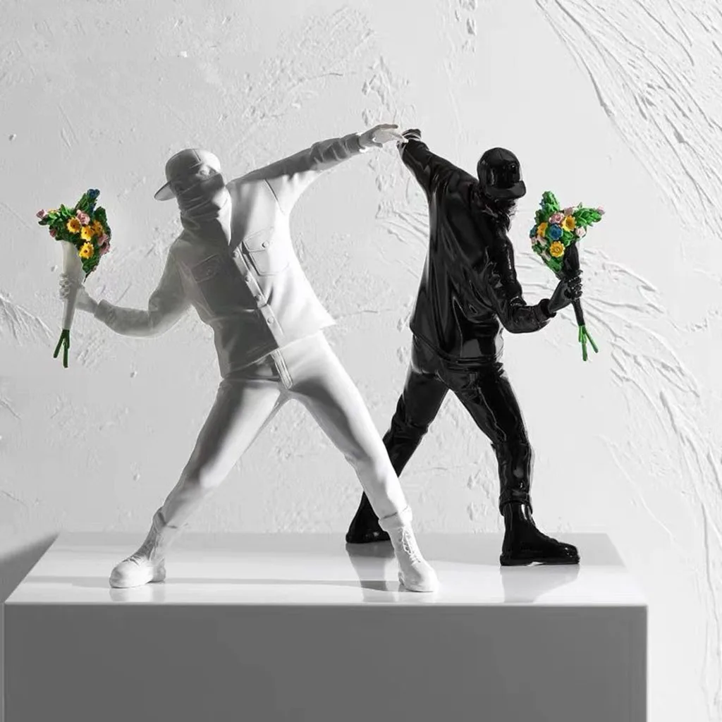 

Boy Throwing Bouquet Sculpture Statue Abstract Figurines Home Decor Office Desktop Ornament Birthday Adults Gifts Figurines
