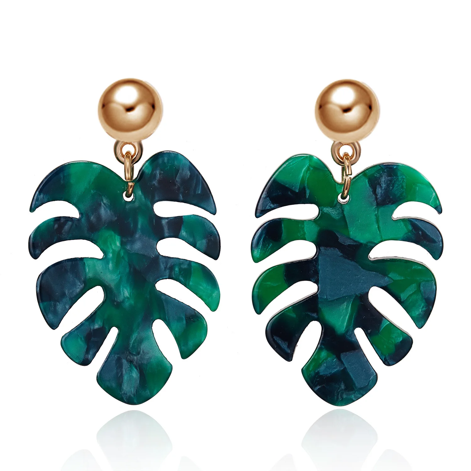 Женские акриловые серьги ZA длинные с подвесками в виде больших богемных листьев