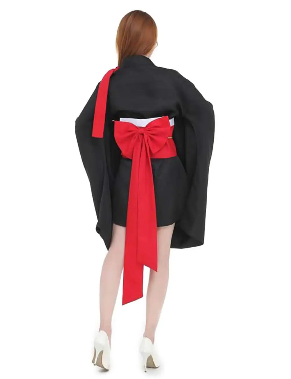 

2021 Women's Short Kimono Dress with OBI Belt Gothic Lolita Yukata Robe Japanese Traditional Kimono Cosplay Fancy Dress