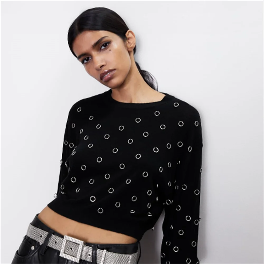 2019 ZA женский свитер модный новый зимний с имитацией жемчуга богемный длинным