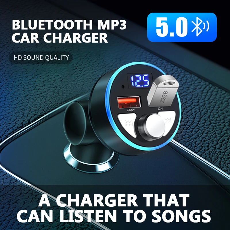 

FM-трансмиттер автомобильный с Bluetooth 5,0, 2 USB-порта