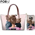 FORUDESIGNS Kawaii Super Mom кошелек и кошелек 2 шт.комплект брендовые дизайнерские сумки для женщин Летняя Пляжная женская сумка