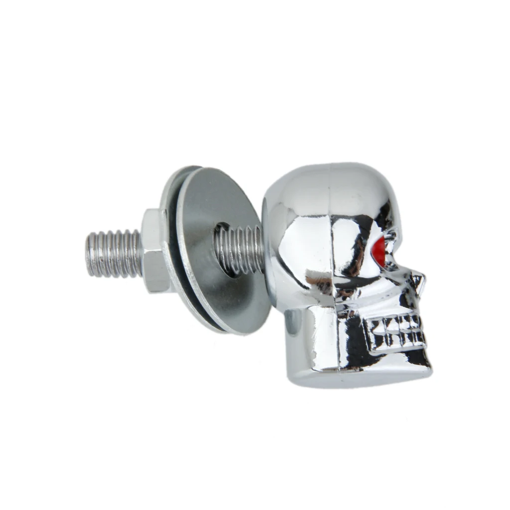 

Qty(10) Chrome SKULL Motorcycle License Plate Frame Bolts - Lic Fastener Screws
