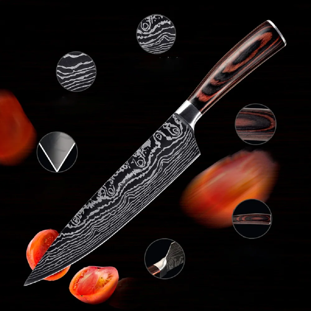 Кухонный нож шеф-повара высокоуглеродистая Нержавеющая сталь 5/7/8 дюймов для