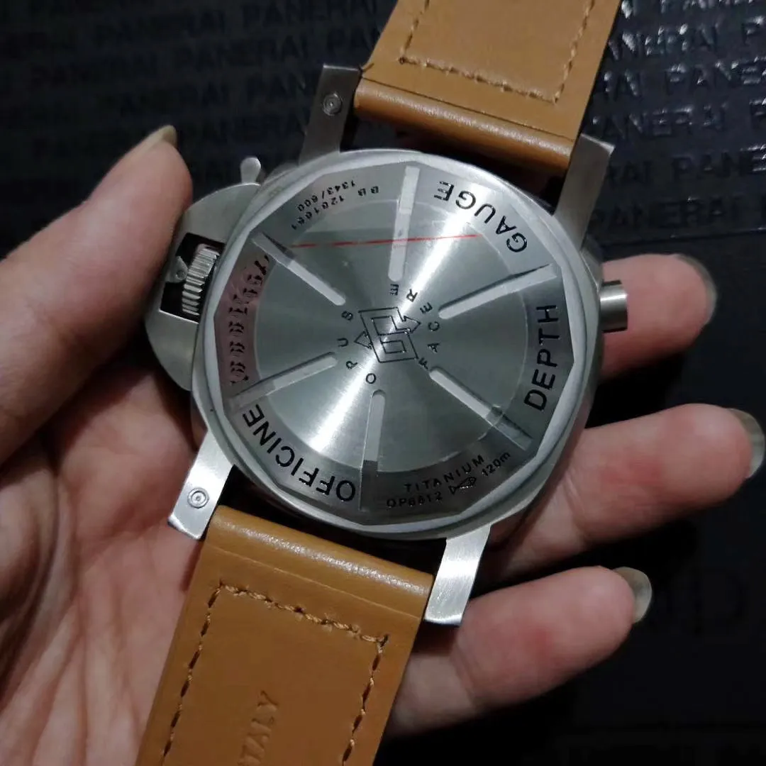 

Classic New Men Automatic Mechanical Sapphire Stainless Steel Brown Leather 1940 3 Days Yellow GMT Watch Luminous 47mm