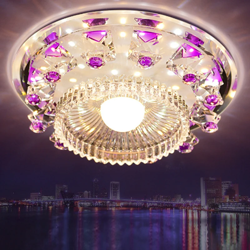 

Modern Palette Circle Led Crystal Ceiling Lamp Home Deco Aisle Corridor Entrance Hallway Glass Ceiling Lights Fixture