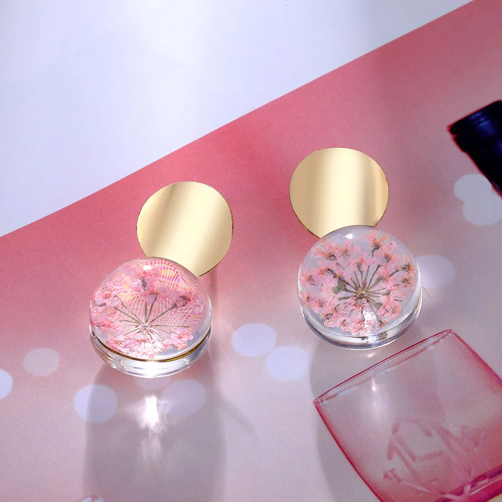 DAXI трендовые золотые прозрачные прозрачное Круглое стекло шар серьги для женщин