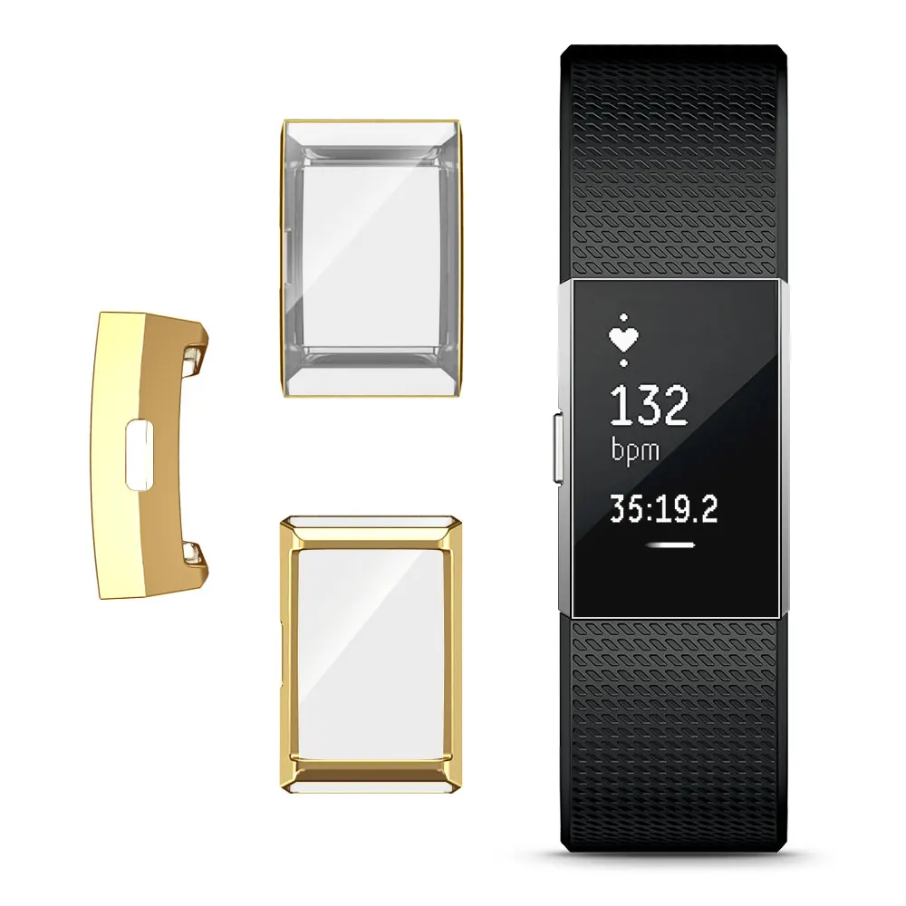 Чехол для смарт часов Fitbit Charge 2 полная защита чехол из ТПУ защитная пленка экрана