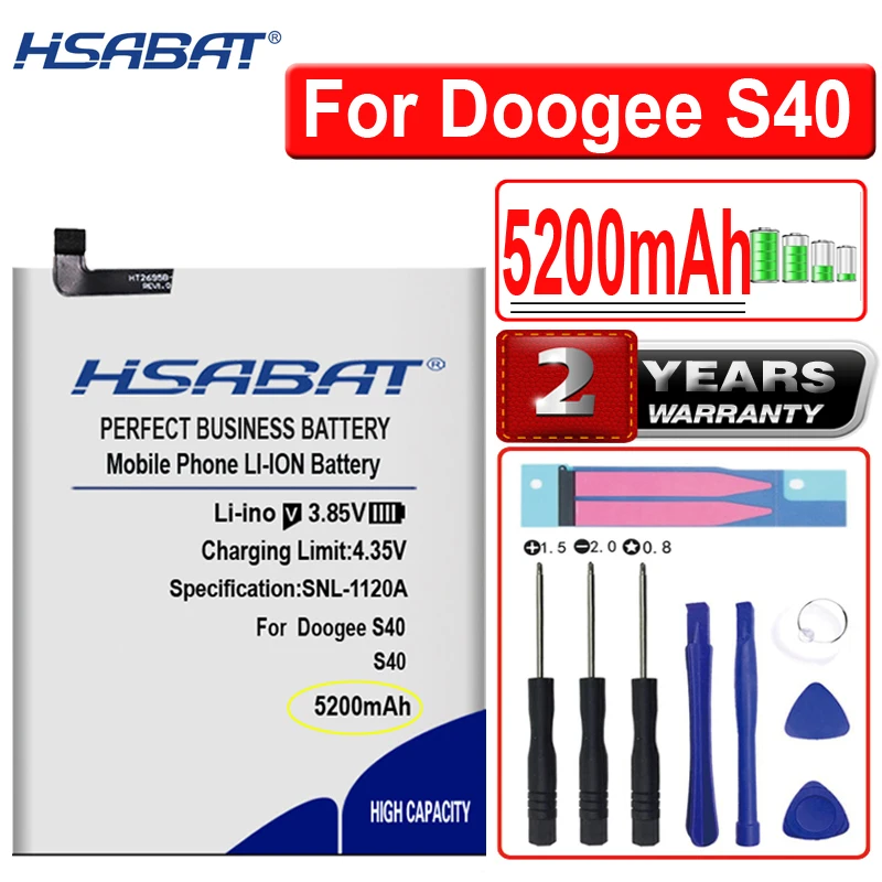 Аккумулятор HSABAT 5200 мАч для смартфона DOOGEE S40 сменный аксессуар аккумуляторы с