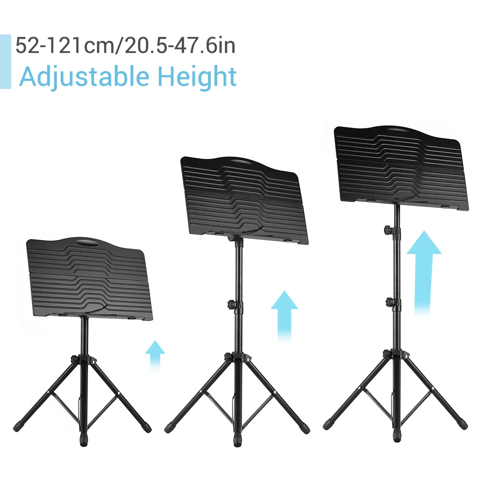 

Folding Portable Sheet Music Stand Shelf Metal Tripod Adjustable Height Black Music tripod Musical Instruments