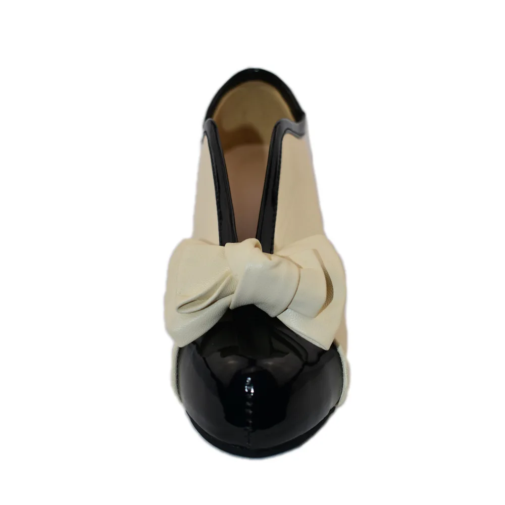 

Foot curb bow high heels women's interior waterproof platform color matching large women's shoes spring and autumn