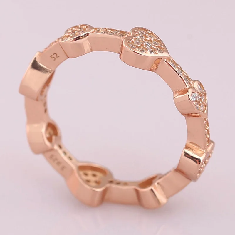 

Original 925 Sterling Silver Pan Ring Rose Gold Tempting Heart Ring For Women Wedding Party Gift Fashion Jewelry