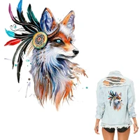 washable color fox heat transfer patches for clothing diy applique heat transfer vinyl ironing on jeans t shirt stickers large