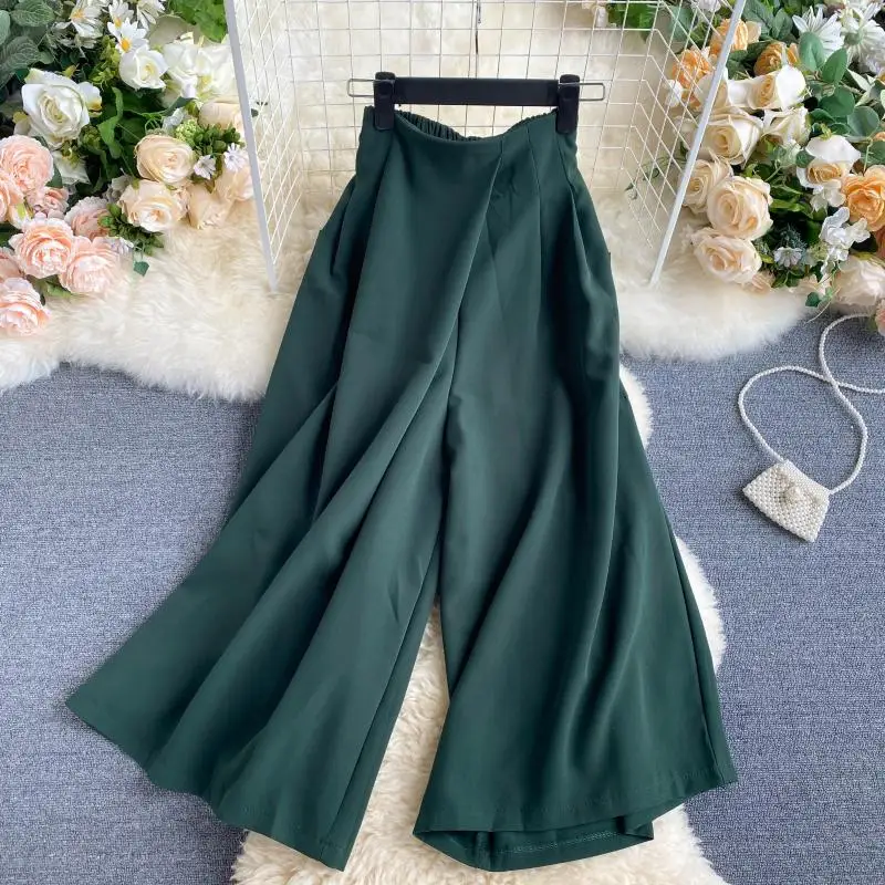 Дизайнерские широкие летние брюки для женщин 2020 новые модные Универсальные