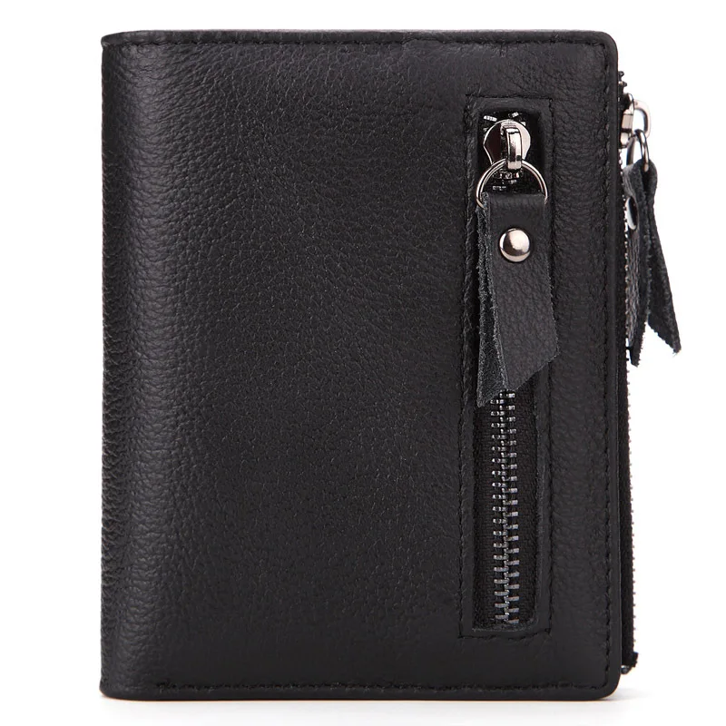 

Genuine Leather Mens Wallet Man zipper Short Coin Purse Brand Male Cowhide Wallet Multifunction Small Wallets