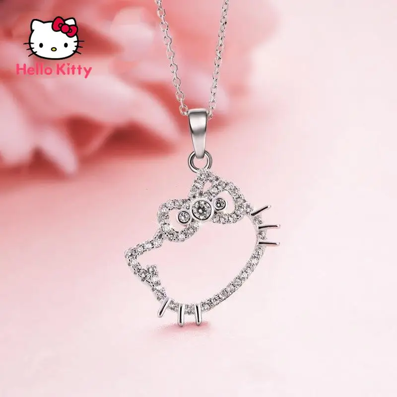 

Hello Kitty necklace female clavicle chain net sterling silver 925 jewelry light luxury niche simple high-end design