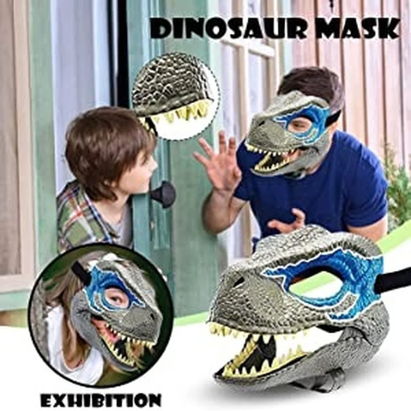 

Blue Dinosaur Mask Jurassic World Dinosaur Toys Party Role Playing Dinosaur Costume Bloody Animal Carnival Full Face Mask