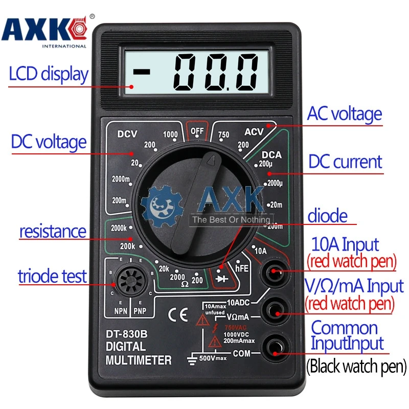 ЖК цифровой мультиметр AC DC 750 1000 в Вольтметр Амперметр Ом тестер метр Цифровой LT