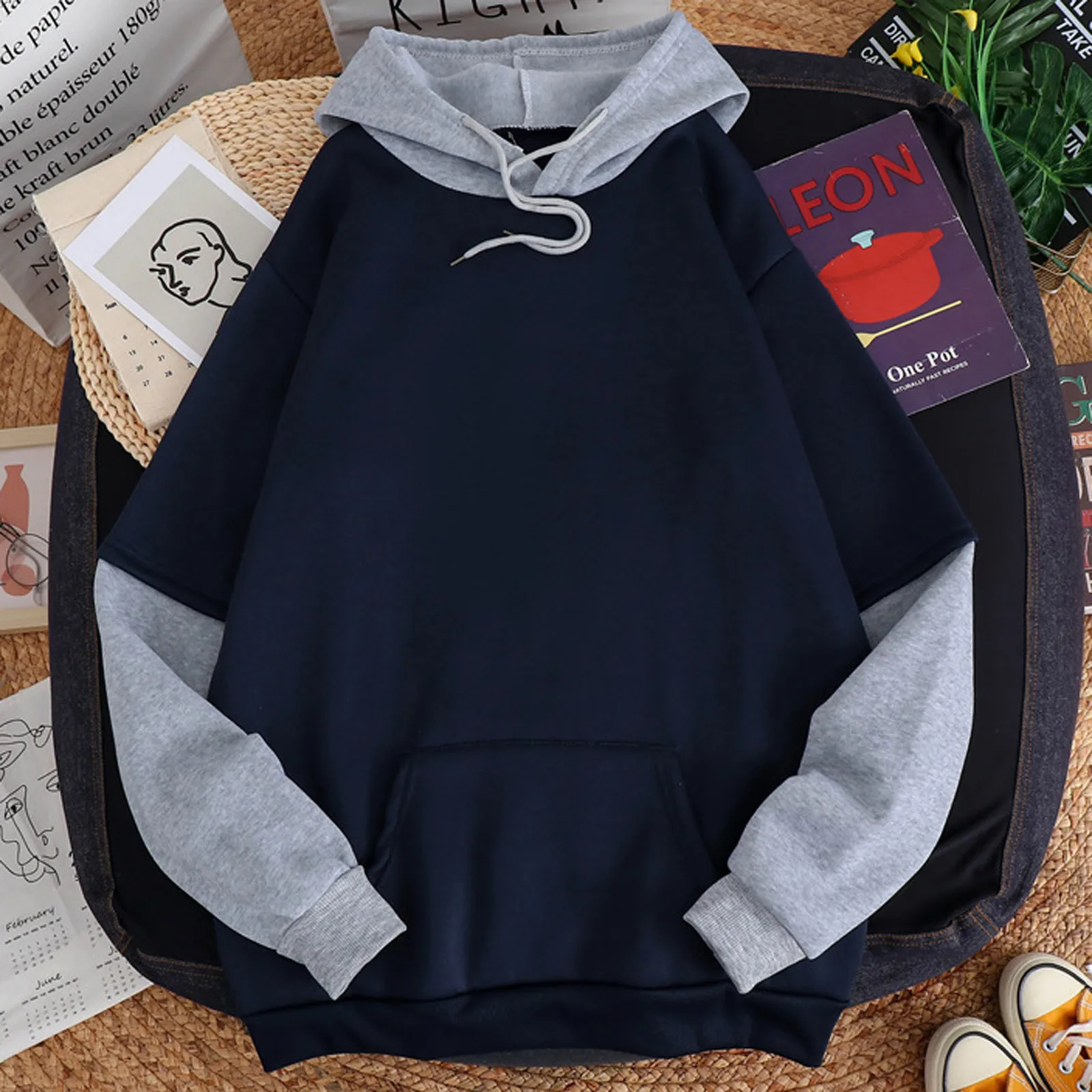 

Новинка, свитшоты в стиле пэчворк, осенние женские контрастные худи с капюшоном, женские теплые толстовки с капюшоном, женские осенние Топы ...