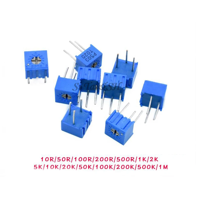 Триммер Trimpo Потенциометр 3362 101 201 501 102 202 502 103 203 503 104 204 504 105 500R 1K 2K 5K 10K 20K 50K 100K 10 шт. |
