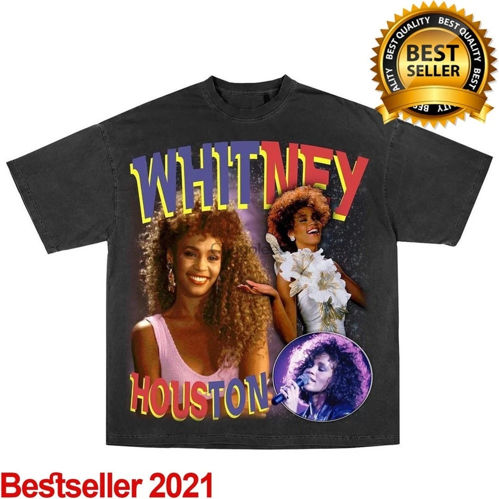 Винтажная Футболка Уитни Хьюстон летние футболки подарок на день рождения