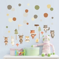 cartoon forest animal dots wall sticker fox bear tree diy art for childrens room bedroom decoration refrigerator decoration