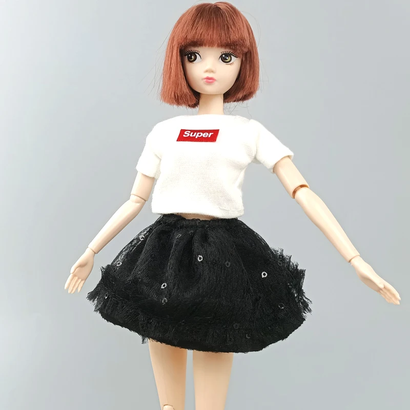 Супер кукольная одежда для кукол Барби белая футболка и черная юбка Blythe 1/6