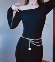 womens belt retro chain waist chain with fashion girl metal waist chain multi layer long tassel party dress belt silver gold