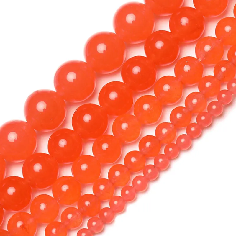 

Wholesale 4 6 8 10 12 MM Smooth Orange Jades Natural Stone Chalcedony Spacer beads For Selected Jewelry DIY Bracelet Necklace