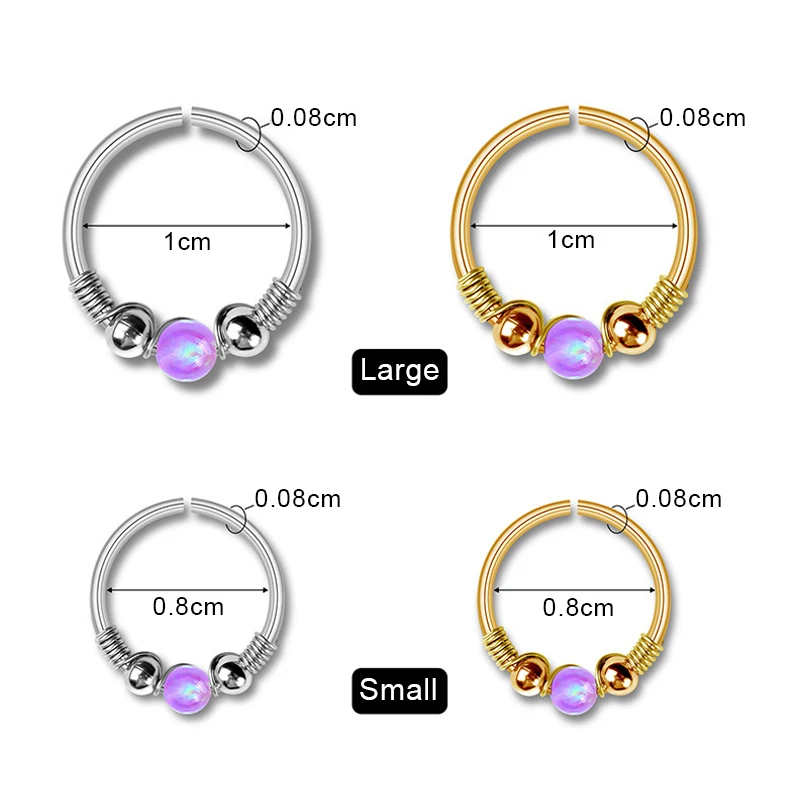 1 шт опал Boho поддельные нос кольцо Модные кольца для пирсинга перегородки носа