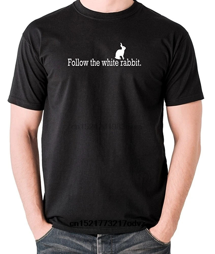 Мужская футболка The Matrix Follow the White Rabbit забавная новинка для мужчин|Мужские
