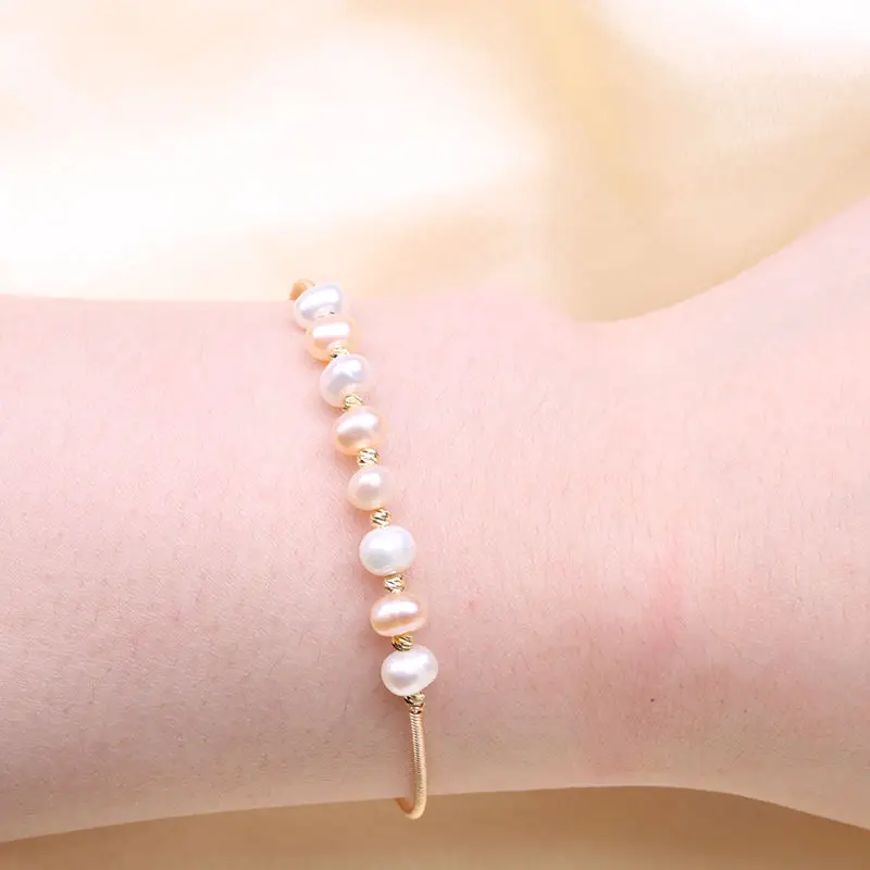 

Women's Popular Pearl String Bracelet New Fashion Open Bracelet Rose Gold Temperament Design Women's Bracelet Gift Wholesale