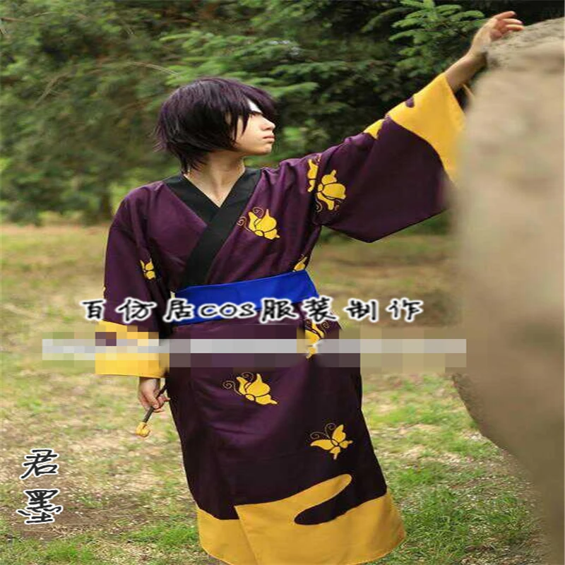 

Костюм для косплея аниме Gintama Takasugi Shinsuke, кимоно, халаты, Мужская одежда, кимоно + пояс + бесплатная доставка, Марка с бабочкой